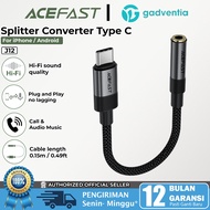 Acefast J12 Converter Splitter Audio Type C To Jack 3.5mm For Oppo Realme Vivo Call Open Mic Game
