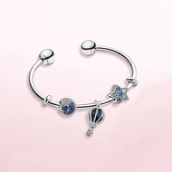 100% Original Genuine PAN S925 Sterling Silver Charm Beads Bright Journey Open Bangle Gift