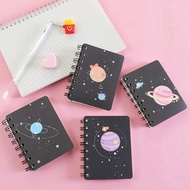 Cartoon Planet Side Opening Coil Notebook  Student Portable Mini Notebook  A7 Hard Cover Pocket Note