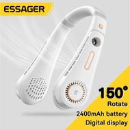 Essager Rotatable Neck Fan With Display Outdoor Portable 5 Wind Speed Adjustment 6.5 Hours Battery L