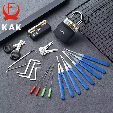 19PCS Key Sets Transparent Practice Padlock Compact Complete Key Solution for Home Car Office unlock