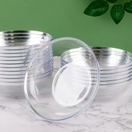 【A CUTE】 10/30Pcs Disposable Plastic Bowl Heavy Duty Crystal Tableware Golden Glitter Dessert Mousse