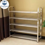 EZYD Stainless Steel Modern Lightweight 5 Tier Shoe Rack Shoe Organizer Storage Rack Rak Kasut