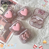 CACTUS Bow Lenses , Plastic Storage Contact Lens Box, Transparent Pink Cosmetic Contact Lenses Box