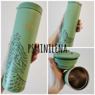 Starbuck Siren 50th Anniversary Green Tumbler 16oz