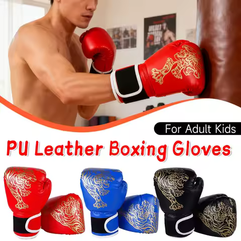 PU Leather Boxing Gloves Sanda Muay Thai Fighting Gloves Adult Kids Punching Training Gloves Profess