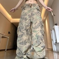 Camouflage work pants loose wide leg hip hop pants for men
