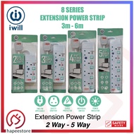 iwill Extension Wire | Power Strip | Extension Socket | Extension Plug | 2 - 5 Way | 3m / 6m | [SAFE