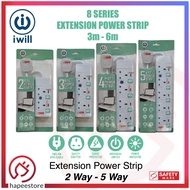 iwill Extension Wire | Power Strip | Extension Socket | Extension Plug | 2 - 5 Way | 3m / 6m | [SAFETY MARK CERTIFIED]