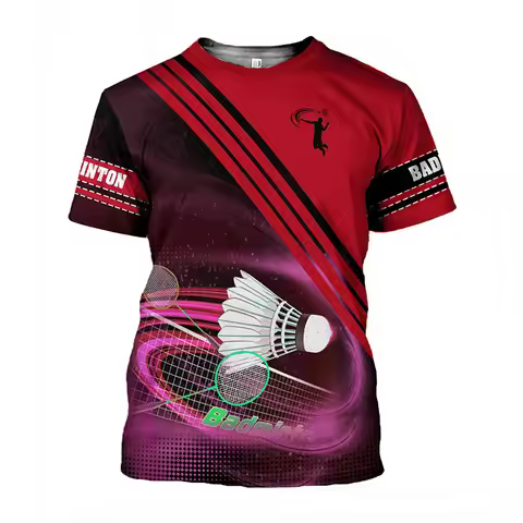 3D Indoor And Outdoor Sports Badminton Printing T Shirt Fashion Sports T-shirts For Men Kid Fashion 