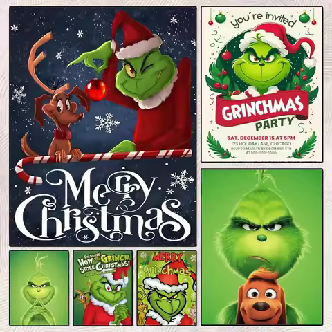 Classic Hot Merry Christmas The G-G-Grinch Poster Perfect Sticker Self Adhesive Wall Art Designed fo