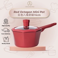 Ins Home 红色八角锅 奶锅 16cm Mini Pot Non Stick Pot Periuk Non Stick Periuk Mini