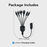 50cm 6 In 1 USB Type-C Game Charging Cable for NDS Lite / Wii U / New 3DS XL LL /2DS / GBA SP / PSP 