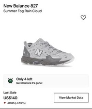 New Balance 827 Summer Fog Rain Cloud