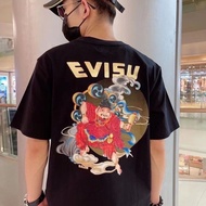Evisu2024Summer SmallMHome Thor Printed Short Sleeve Cotton Loose-Fitting Casual round-NeckTT-shirt for Men and Women Couple TU2G