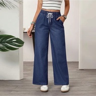 Baggy Jeans 5XL Women Straight Cut Denim Pants High Waist Palazo Jeans Wide Leg Jean Seluar Perempua