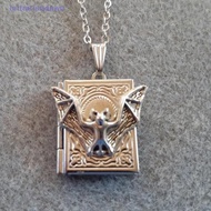 [Initiationdawn] Gothic Flying Bat Book Locket Necklace, Gothic Jewelry, Gothic Necklace, Bats, Vamp