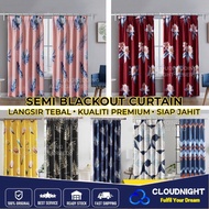 Premium Hook Type Modern Langsir Curtain Semi Blackout Langsir Pintu Door Curtain Langsir Tirai Tingkap Ready Stock
