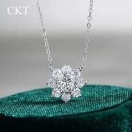 A88E CKT 18k White Gold Pendant 1ct Diamond Moissanite Necklace Women's Platinum Pt950 Sunflower Cla