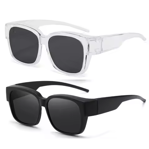 2 Pack Polarized Fit Over Glasses Sunglasses for Men Women, Trendy Sunglasses Wear Over Glasses, UV 