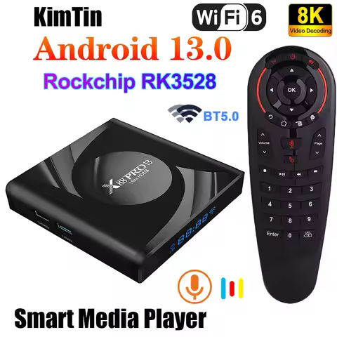 Google Voice Assista TV Box Android 13 X88 PRO 4G 64G Rockchip 2.4G&5G Wifi 4K HDR Set Top Box USB 3