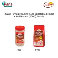 Akasa Himalayan Pink Rock Salt Bottle (400G) + Refill Pouch (500G) Bundle