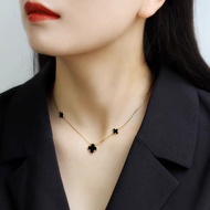 KALUNG TITANIUM WANITA LIONTIN BUNGA CLOVER  KALUNG WANITA KOREA KEKINIAN ANTI KARAT TIDAK LUNTUR