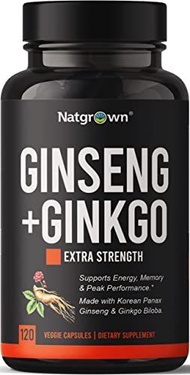 ▶$1 Shop Coupon◀  Panax Ginseng + Ginkgo Biloba Complex Capsules - with Korean Red Ginseng Root &amp; Gi