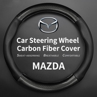 Car Steering Wheel Carbon Fiber Protector Cover Logo Breathable For Mazda 2 3 CX5 CX30 CX8 CX3 Mazda