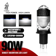 FANMAODZ 10800LM Car Mini H4 HS1 LED Headlight Projector Lens 6000K White For Motor No Radio Interfe