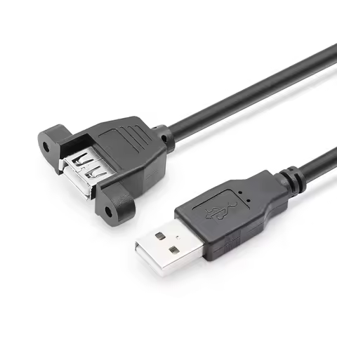 USB 2.0 Extension Cable Male To Female with Screw Panel Mount Foil+Braided Shielded 30cm 50cm 1m 2m 