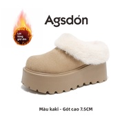 Dép Giày Tuyết Đế Dày Cho Phụ Nữ Mùa Đông Phong Cách Ugg Lông Giả