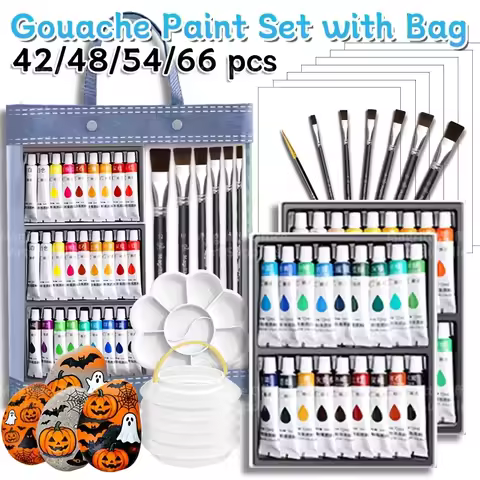 Back to School 42/48/54/66 pcs Gouache Paint Tubes Set, 12ml/0.4oz, Suitable for Canvas, Adults, Art