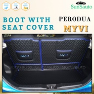 Perodua Myvi Icon Myvi Lagi Best Boot Mat with Seat Cover Trunk Cargo Carpet Leather back seat cover