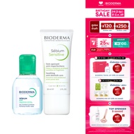 Bioderma Sebium H2O 100 ml + Sebium Sensitive 30 ml คลีนซิ่ง และครีมฟื้นบำรุงสำหรับผิวบอบบาง ระคายง่