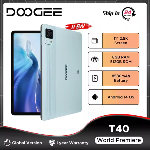 World Premiere DOOGEE T40 Tablet 11" IPS 2.5K Display 8GB 512GB Android 14 Helio G99 8580mAh 18W Cha