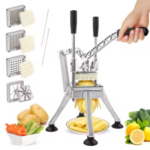 Commercial French Fry Cutter with 1/4'' 3/8'' 1/2'' 8-Wedges Stainless Steel Blades Vertical Potato 