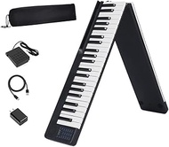 88-key Folding Piano with Bluetooth, Digital Keyboard for Beginner with Carrying Bag, Sustain Pedal (Color : Black)