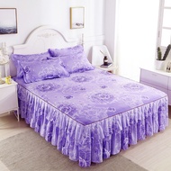 3IN1 Double-layer Lace Bed Skirt Suit Korean Elegant Style Bed Skirt Pillowcase Suitable For Single 