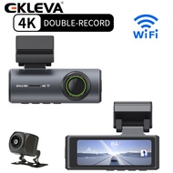 EKLEVA 4K WIFI Dash Cam Mini CAR DVR Front and Rear Dual Lens With 1080P Black Box Room Night Vision