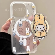 Matte Frosted Cartoon Rabbit Magnetic Phone Case Apple iPhone 17e Air 16e 15 14 Plus 13 12 Pro Max P