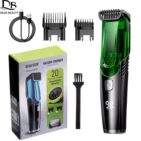 Cordless Men's Beard Trimmer Electric Shaver 20 Length Settings Vacuum Face Hair Trimmer For Beard M