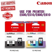 {ORIGINAL} Canon CL-98 Color (15ML) / PG-88 Black Ink Cartridge (21ML) For Printer Pixma E500/E510/E