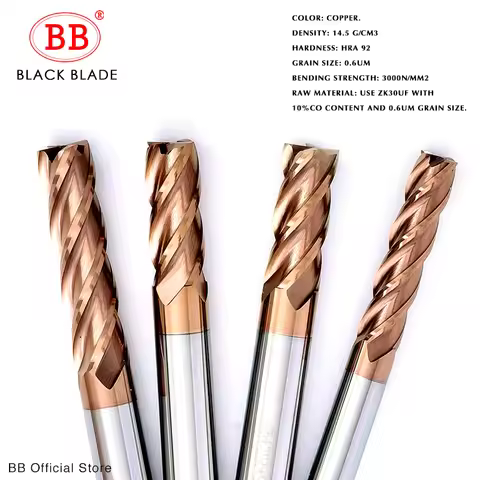 BB CNC Carbide Flat End Mill Tungsten Cutter 2 4 Flute Metal Steel Machining Tool Key Face Square Ro