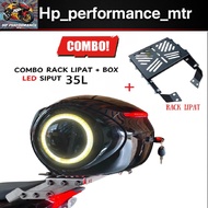 COMBO Box Siput Led Tepi+Brake Motorsikal Box Siput Kilat Top Box COMBO MONORACK Motor 35L