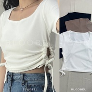 Bloobel - Lou Knit Crop Top (BPD023) Short Sleeve Knitted Crop Top/Korean Style Women's Top/Women's Short Sleeve Knitted Crop Top/Korean Knitted Crop Top Short Shirt