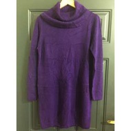 （秋、冬)全新東京著衣mayuki浪漫深紫色高領長版針織毛衣 洋裝 L號