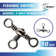 MATA BERKLY KiliKili Barrel Swivel 3 Eyes 3 Way Swivel Solid Fishing Line BrassRing 3 Way Barrel Swi