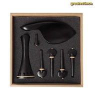 GREAT violin tailpiece Set, Complete Set Ebony Material Violin Accessory Parts Set, Premium 4/4-3/4 