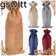 GSWLTT 3Pcs Wine Bottle Cover, Gift Champagne Drawstring Linen Bag, Durable Pouch Packaging Washable Wine Bottle Bag Wedding Christmas Party